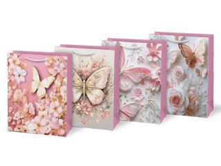 Obrázek z Dárková taška růžová M LUX motýli 